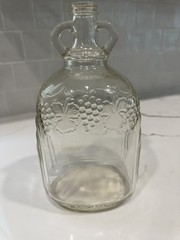 ANTIQUE GLASS WINE JUG GRAPE EMBOSSED ONE GALLON ART DECO BY BALL GLASS WITH CAP