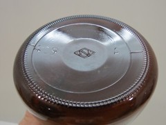 BEACHCOMBED EMPTY BROWN JAPANESE SAKE SAKI LIQUOR GLASS RICE WINE BOTTLE (854B)