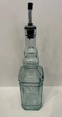 Vintage Pressed Glass Oil Vinegar Bottle Decanter w Metal Pour Spout
