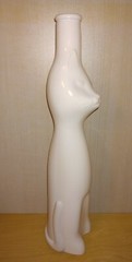 Mid Century Modern Retro Style Rheinhessen-Riesling White Cat Glass Bottle 13&Prime;