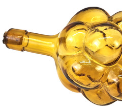 Amber Chianti Bottle Shaped Like Bunch Of Grapes From 1970s Hand Blown 12&Prime; long