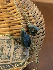V. Levante Vintage Spanish Wicker-Covered Green Glass Demijohn Bottle