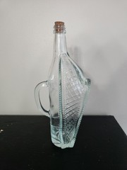 1966 London Winery Ltd Boat in Wicker Basket Wine Bottle With Handle & Cork Stop
