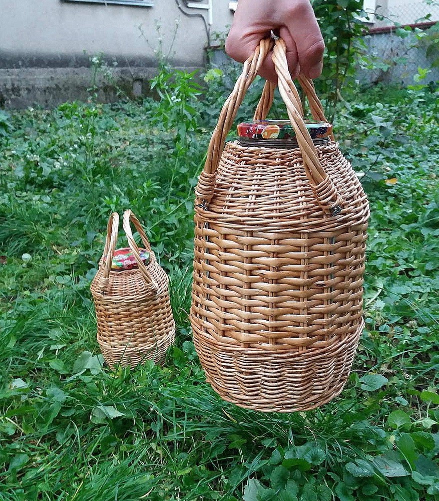 Wicker Demijohn Bottle Glass 101 fl oz, Picnic Wine, Juice Bottle Decorative