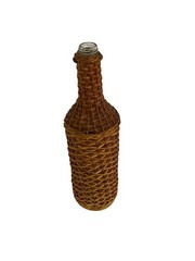 Vintage Woven Wicker Wine Bottle Glass Jug Rustic Handmade 1L Decor