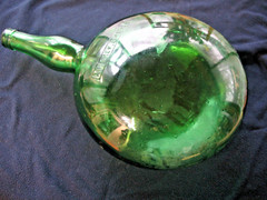 BOLLA BREVETTATA GREEN GLASS WINE BOTTLE 15 » X 10 » X5 » CAPACITY 4 LITERS