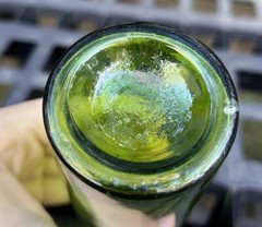Antique beautiful *ELECTRIC GREEN* colored applied lip wine / liquor bottle