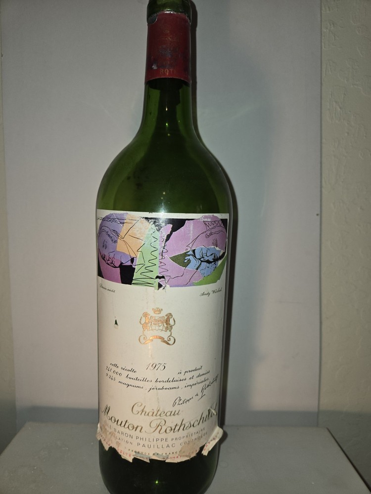 Chateau Mouton Rothschild 1975 Magnum Wine Bottle Andy Warhol art EMPTY