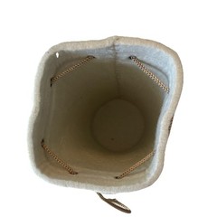 HENRU Felt Bottle Holder White Brown Green Embroidered Knot Design
