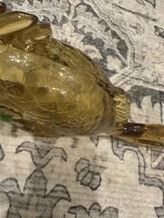 Vintage Italian Handblown Amber Crackle Glass Orvieto Wine Fish Decanter Empty