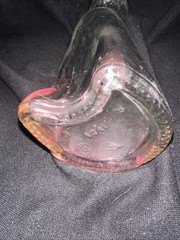 13” Happy Cat Mosell? Pink Gradient Wine Bottle Flower Vase Clear EUC No Label