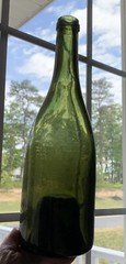Antique Vintage Green Blown Champagne Wine Bottle Old Coastal Farmhouse