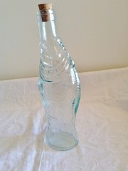 Vtg Empty Italian Fish Shaped Wine Bottle 10” Grn Pescevino Glass Beach Nautical
