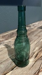 Vintage – Green – Decorative Wine Glass Bottle – 11.5” – Has A Blue Line. Pics