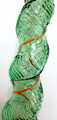 Vintage Italian Chianti Wine Bottle 20 Inch Green Glass With Rattan & Cork