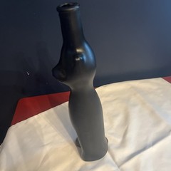Empty Moselland Riesling, Satin Black, Cat Wine Bottle Collectible Vase