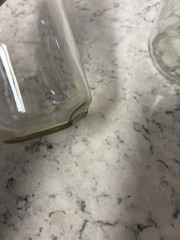 Set of two clear glass Paul Mason carafes with « Since 1852 » embossed marking.