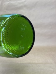 Vintage Emerald Green Glass Decanter Bottle 1.5 Liter W/Cork & Handle 10” Tall
