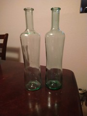 Vintage Set of 2 Green Wine Bottles 12&Prime;