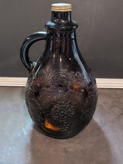 Rare Vintage Maywood Glass Amber Wine Jug – Half Gallon – Grape Design