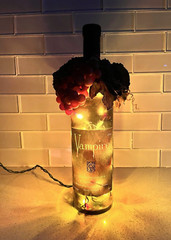 Vampire Wine Bottle with Red Tipped lights Grapes Leaves – UNIQUE & COOL!
