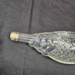 Fish Shaped Clear Glass Wine Bottle 12” Tall Bottle corked CLEAN