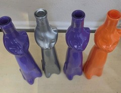 4 – Happy Cat Rheinhessen Riesling Wine Bottles Vases Lot Set Multi-color