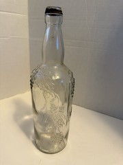 Vintage Reuler-Lewin Grape Pattern One Quart Glass Wine Bottle