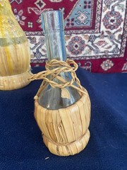 3ea Assorted CHIANTI EMPTY ITALY WINE BOTTLES VINTAGE Raffia Wrapped A0105
