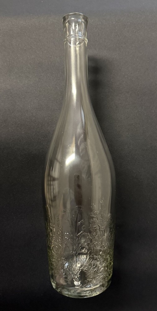 Vintage French Modele Depose Long Necked Glass Bottle – Floral Design