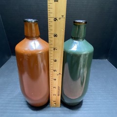 Vintage Lancers J.M. Da Fonseca Portugal 9&Prime; Glass Painted Wine Bottles Lot of 2