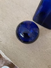 Cobalt Blue Triangle Vintage 17 » tall wine or water bottle w/glass cork stopper