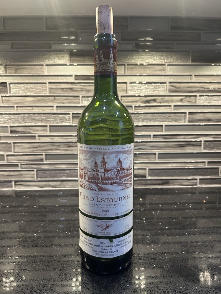 Chateau Cos D’Estournel Saint Estephe 1989 Empty Wine Bottle With Cork