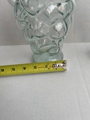 Set Of 2 VTG Lightly Tinted Blue GLASS GRAPES CLUSTER 10&Prime; STANDING WINE BOTTLE