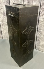 Old Vintage Wine Bottle Box Dark Brass and Wood Elegant Collectible Piece India