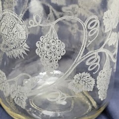 Vintage Paul Masson Wine Carafe 1988 Norman Kosarin Etched Cherub Vines Grapes