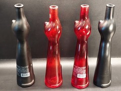 Lot of 4 Red & Black EMPTY 2012 Mosel Riesling 13” Cat Shaped Bottles