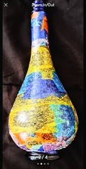 Vintage•Hand Blown Glass Wine Bottle•Blue Multi Color Pre-Owned Great Condition
