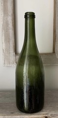 Antique Vintage Green Blown Champagne Wine Bottle Old Coastal Farmhouse