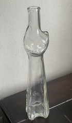 13” Happy Cat Mosell? Clear Wine Bottle Flower Vase Clear EUC No Label