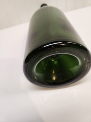 VTG Owen&rsquo;s Illinois Dark Green Heavy Glass Wine Bottle Markings w/ Cork 16&Prime; Tall