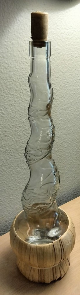 Vintage EMPTY Bottaro Embossed spiral glass red wine bottle decanter decor Italy