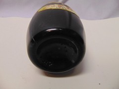 1962 Concellos red wine black glass bottle #487 RL 9.5&Prime; tall JT Pinto Label