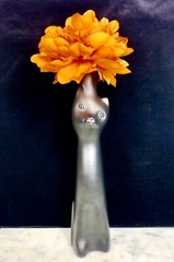 Happy Cat Riesling Matte Black Wine Bottle EMPTY Halloween Cat Decor