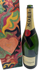 Moet & Chandon Champagne Bottle XL Empty Jeroboam 3Ltr w/ Painted Wood Crate