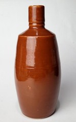 VINTAGE LANCERS WINE BOTTLE RED/BROWN STONEWARE JUG 9&Prime; PORTUGAL EUC!