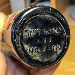 Antique Black Glass Labeled Mission Dry California Burgundy Wine Bottle Bubbling