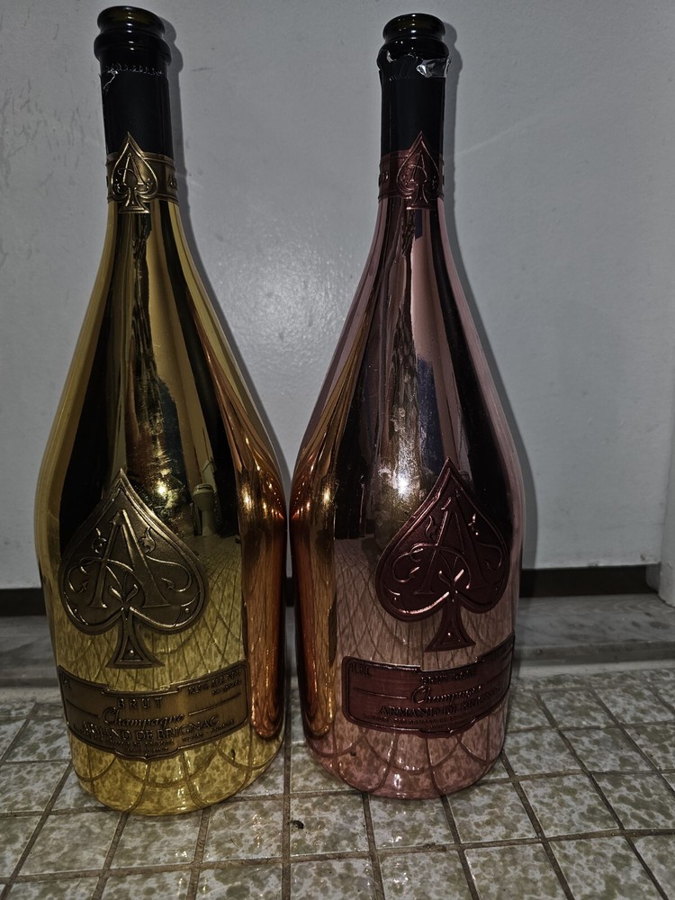 2 Ace Of Spade Empty Bottle Armand De Brignac Champagne 750ml , Gold And Rose