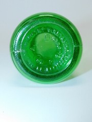 Vintage M LAMONT VINEYARDS 2/5 Pint Green Glass Empty Wine Cruets Bottles.