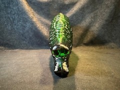 Vintage Green Glass Fish Shaped Decanter Wine Bottle 13 in.